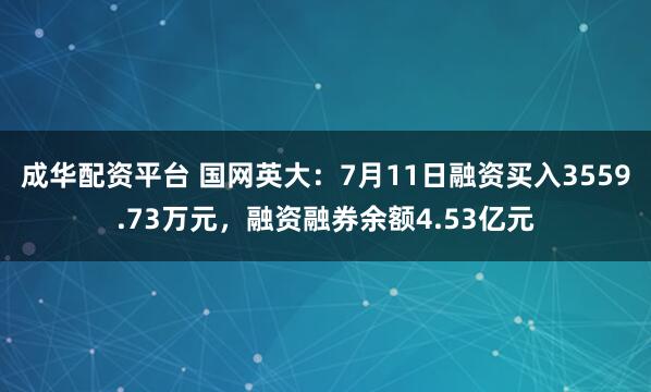 成华配资平台 国网英大：7月11日融资买入3559.73万元，融资融券余额4.53亿元